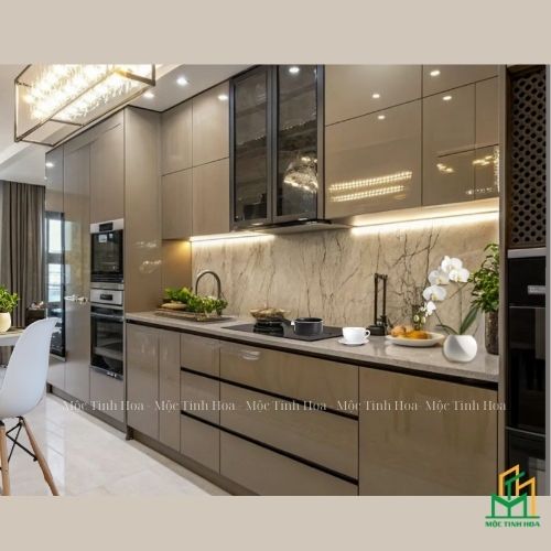 Ảnh mẫu tủ bếp Inox cánh kính cường lực CKCL09 - Tủ bếp chữ I, hiện đại-2 Ảnh mẫu tủ bếp Inox cánh kính cường lực CKCL09 - Tủ bếp chữ I, hiện đại-2