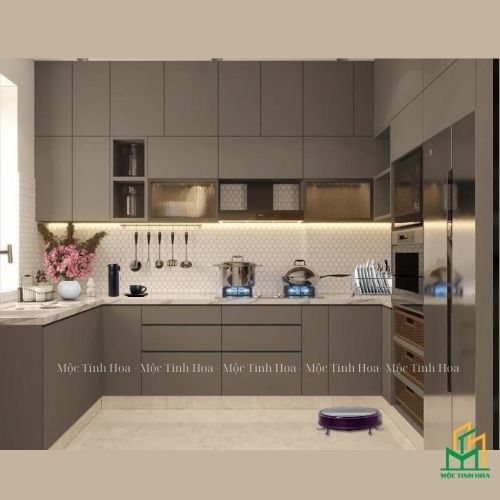 Ảnh mẫu tủ bếp Inox cánh kính cường lực CKCL10 - Tủ bếp chữ U, hiện đại-1 Ảnh mẫu tủ bếp Inox cánh kính cường lực CKCL10 - Tủ bếp chữ U, hiện đại-1
