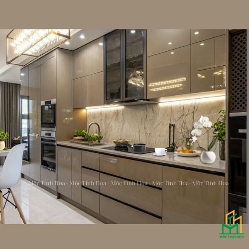 Ảnh mẫu tủ bếp Inox cánh kính cường lực CKCL11 - Tủ bếp chữ U, hiện đại Ảnh mẫu tủ bếp Inox cánh kính cường lực CKCL11 - Tủ bếp chữ U, hiện đại