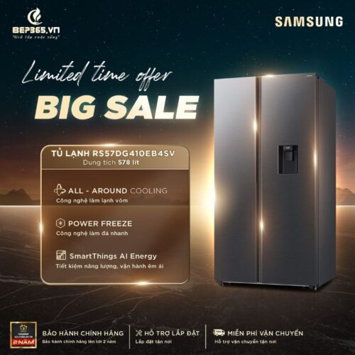 Tủ Lạnh 2 cánh side by side Inverter 578 Lít Samsung RS57DG410EB4SV