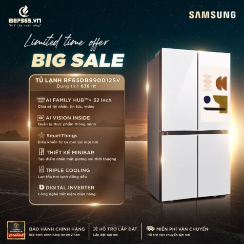 Tủ Lạnh 4 cánh Multi door Inverter 636 Lít Samsung RF65DB990012SV