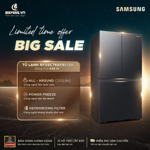 Tủ Lạnh 4 cánh Multi door Inverter 648 Lít Samsung RF59C766FB1/SV