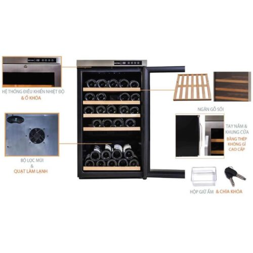Tủ rượu vang Kadeka KA-39WR 4 chi tiet tu ruou vang kadeka ka 39wr