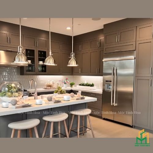 Hình ảnh mẫu tủ bếp Inox cánh kính cường lực CKCL08 - Tủ bếp chữ L, hiện đại Hình ảnh mẫu tủ bếp Inox cánh kính cường lực CKCL08 - Tủ bếp chữ L, hiện đại