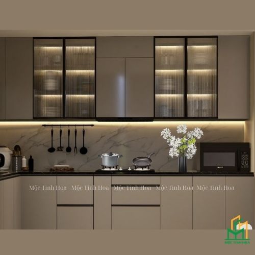 Hình ảnh mẫu tủ bếp Inox cánh kính cường lực CKCL11 - Tủ bếp chữ U, hiện đại Hình ảnh mẫu tủ bếp Inox cánh kính cường lực CKCL11 - Tủ bếp chữ U, hiện đại