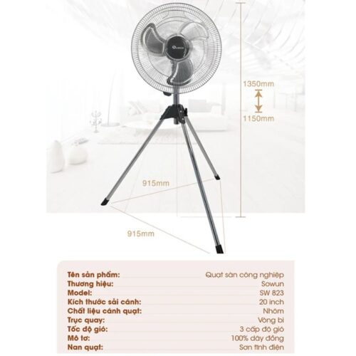 Quạt đứng công nghiệp Sowun SW-823 4 hinh anh quat dung cong nghiep sowun sw823