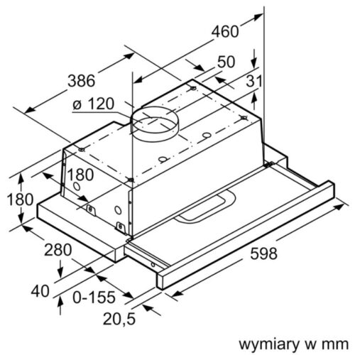 Máy hút mùi âm tủ Bosch DFT63AC50 4 kich thuoc may hut mui am tu bosch dft63ac50