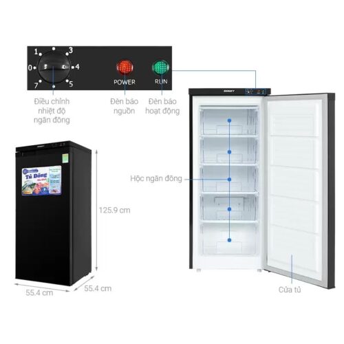 Tủ đông đứng Sanaky inverter VH180VD3 150 lít 4 kich thuoc tu da dung sanaky td vh180vd3