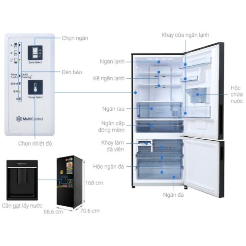 Tủ Lạnh 2 cánh Inverter 368 Lít Panasonic NR-BX421XGKV 4 kich thuoc tu lanh 2 canh inverter 368 lit panasonic nr bx421xgkv