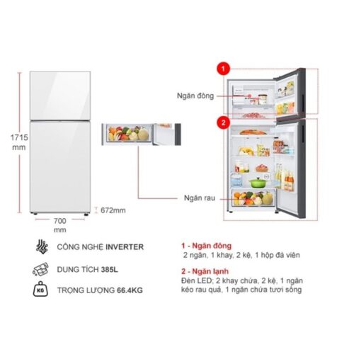 Tủ Lạnh 2 cánh Inverter 385 lít Bespoke Samsung RT38CB668412SV 5 kich thuoc tu lanh 2 canh inverter 385 lit bespoke samsung rt38cb668412sv
