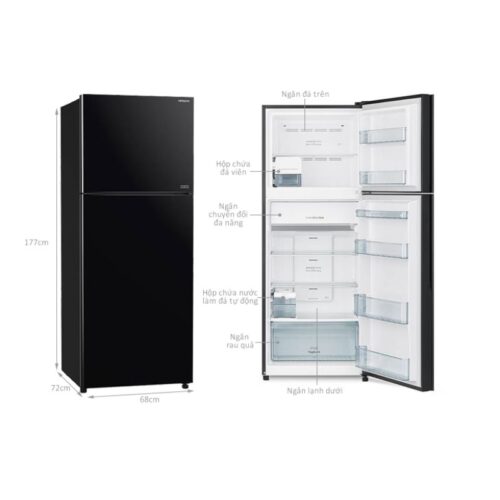 Tủ Lạnh 2 cánh Inverter 390 Lít Hitachi R-FVY510PGV0 GBK 5 kich thuoc tu lanh 2 canh inverter 390 lit hitachi r fvy510pgv0 gbk