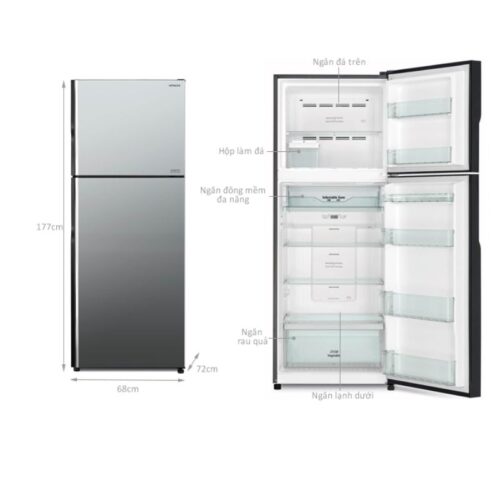 Tủ Lạnh 2 cánh Inverter 406 Lít Hitachi R-FVX510PGV9 MIR 5 kich thuoc tu lanh 2 canh inverter 406 lit hitachi r fvx510pgv9 mir