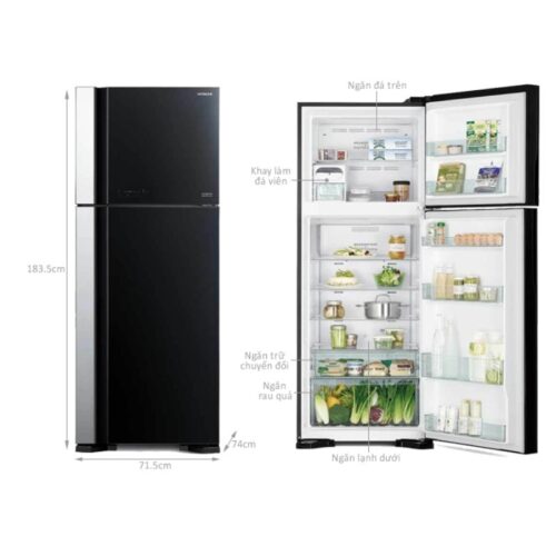 Tủ Lạnh 2 cánh Inverter 489 Lít Hitachi R-FG560PGV8X GBK 5 kich thuoc tu lanh 2 canh inverter 489 lit hitachi r fg560pgv8x gbk