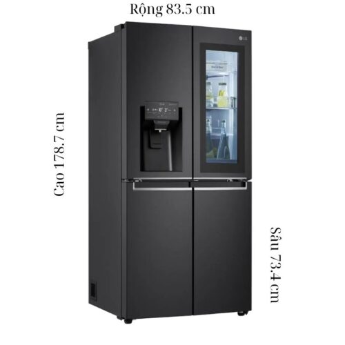 Tủ Lạnh 4 cánh Multi Door Inverter 496 Lít LG GR-X22MBI 5 kich thuoc tu lanh 4 canh multi door inverter 496 lit lg gr x22mbi