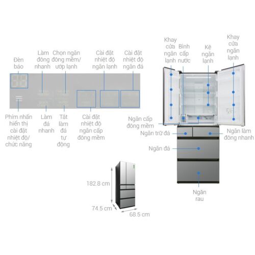 Tủ Lạnh 6 cánh Multi Door Inverter 589 Lít Panasonic NR-F603GT-X2 4 kich thuoc tu lanh 6 canh multi door inverter 589 lit panasonic nr f603gt x2