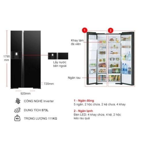 Tủ lạnh Hitachi Inverter 573 lít R-SX800GPGV0 GBK 5 kich thuoc tu lanh hitachi inverter 573 lit r sx800gpgv0 gbk