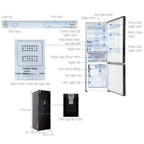 Tủ lạnh Samsung Inverter 307 lít RB30N4190BY/SV 5 kich thuoc tu lanh samsung inverter 307 lit rb30n4190by sv