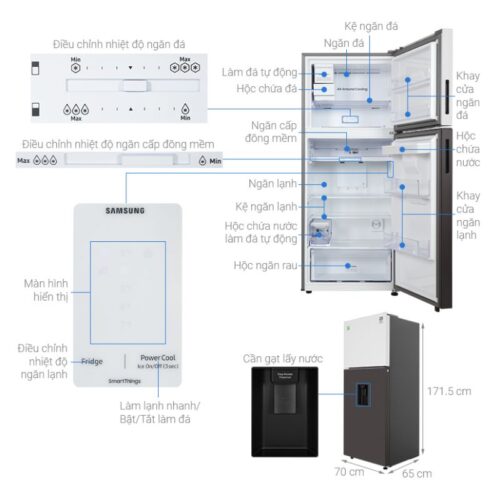 Tủ lạnh Samsung Inverter 382 lít Bespoke RT38CB6784C3SV 5 kich thuoc tu lanh samsung inverter 382 lit rt38cb6784c3sv