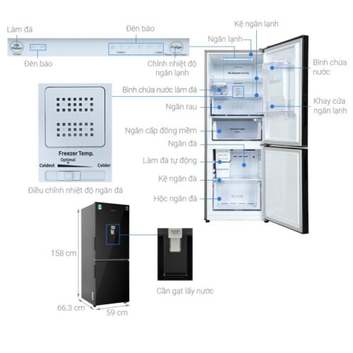 Tủ lạnh Samsung Inverter 276 lít RB27N4190BU/SV 5 kich thuoc tu lanh samsung rb27n4190bu sv