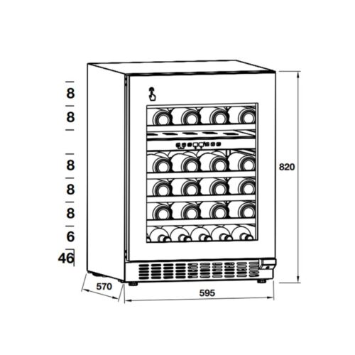 Tủ rượu Hafele HW-C129FB 533.17.011 lắp âm 4 kich thuoc tu ruou hafele hw c129fb 533.17.011 lap am