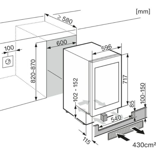 Tủ rượu Miele KWT 6322 UG-1 5 kich thuoc tu ruou miele kwt 6322 ug 1