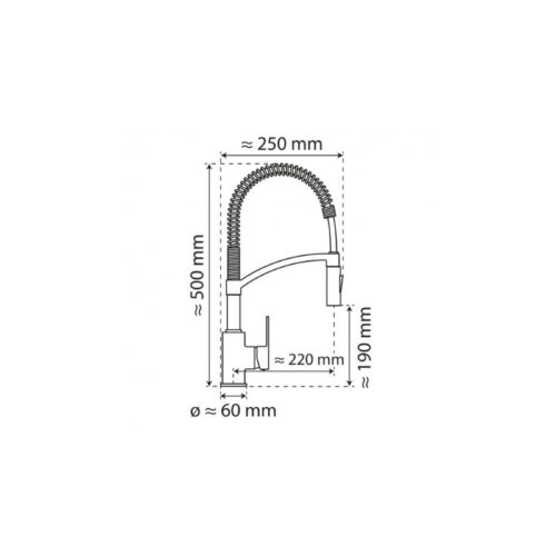 Vòi rửa bát Wasserwerk WK 3 stainless steel look, spiral spring 700555 5 kich thuoc voi rua bat wasserwerk wk 3 stainless steel look spiral spring 700555