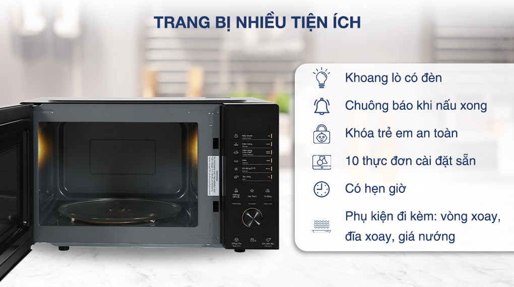 Lò vi sóng mini có nướng đối lưu 23L Electrolux EMG23D22B 9 Trang bị nhiều tiện ích khác