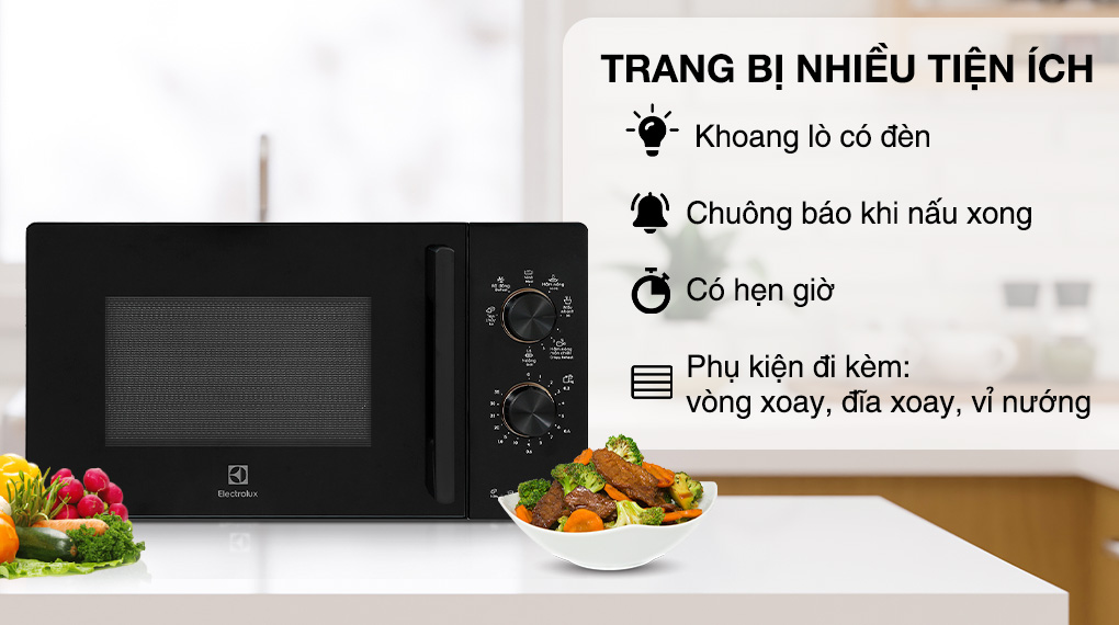 Lò vi sóng mini có nướng đối lưu 20L Electrolux EMG20K22B 9 Trang bị nhiều tiện ích và phụ kiện khác