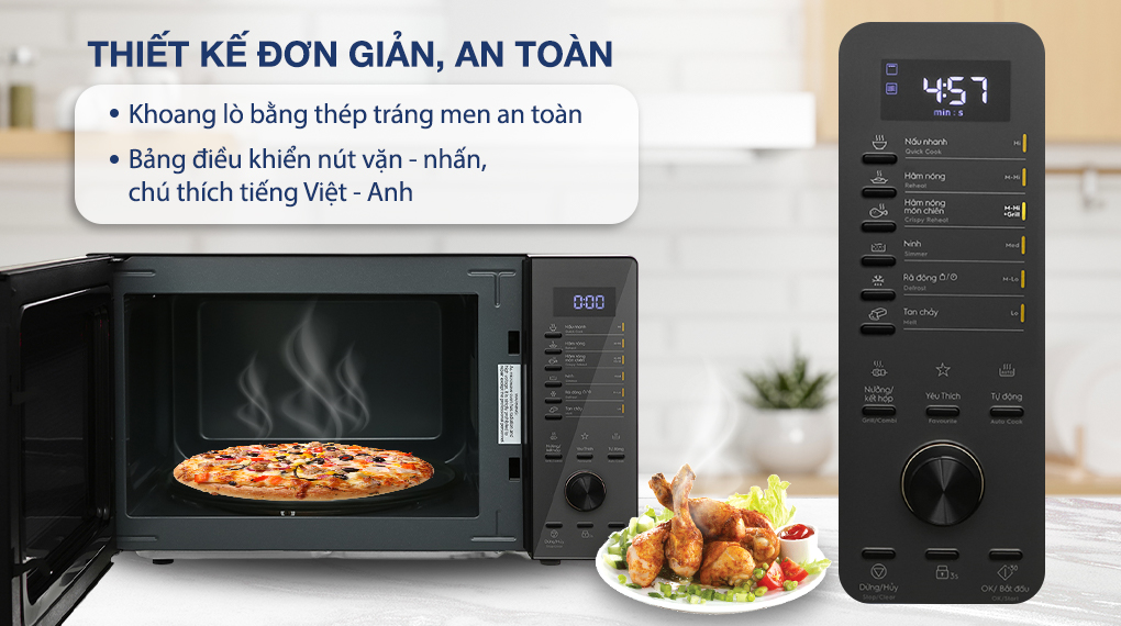 Lò vi sóng mini có nướng đối lưu 30L Electrolux EMG30D22BM 6 Thiết kế lò đơn giản, an toàn