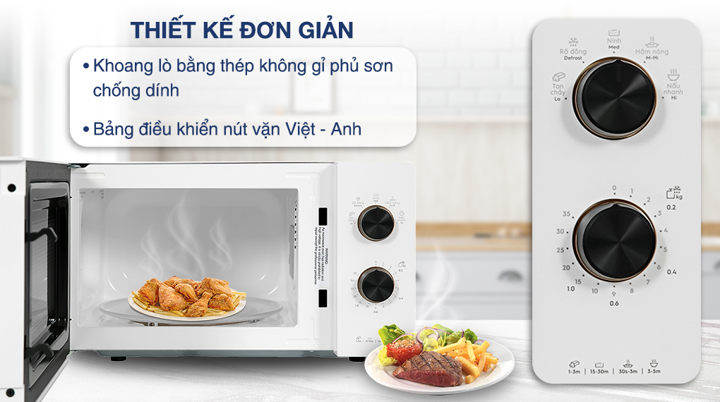 Lò vi sóng mini 20L Electrolux EMM20K22W 8 Thiết kế lò đơn giản, an toàn