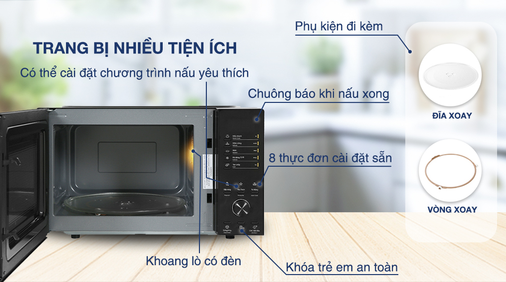 Lò vi sóng mini 23L Electrolux EMM23D22B 8 Trang bị nhiều tiện ích khác