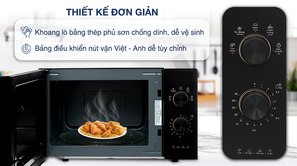 Lò vi sóng mini 23L Electrolux EMM23K22B 7 Thiết kế lò đơn giản, an toàn