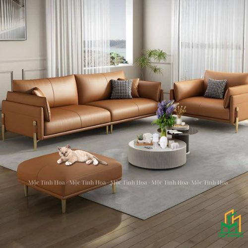 Thiết Kế Phòng Khách 11 Phòng khách nhà phố với bộ ghế sofa da ấn tượng