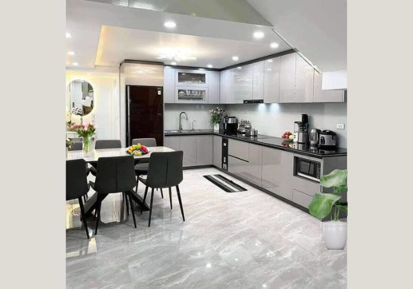 Tủ bếp Inox cánh kính cường lực tại HCM