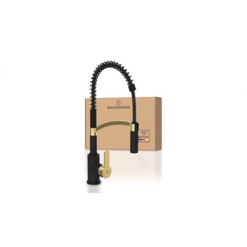 Vòi rửa bát Wasserwerk WK 3 black/matt gold, with spiral spring 700558