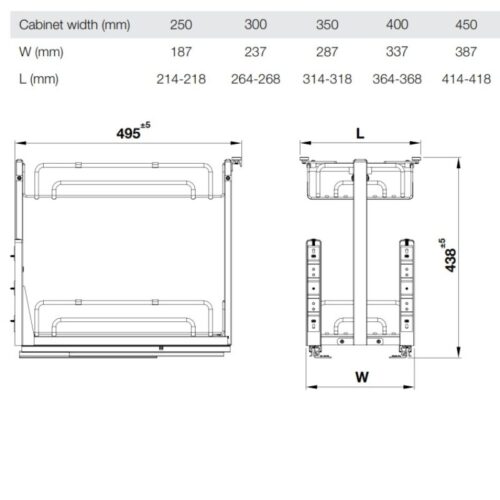 Giá gia vị Inox 304 Hafele Omero 547.10.063 300mm 4 Kich thuoc gia gia vi inox 304 hafele omero 547 10 063 300mm
