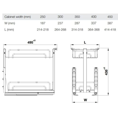 Giá gia vị Inox 304 Hafele Omero 547.10.064 350mm 4 Kich thuoc gia gia vi inox 304 hafele omero 547 10 064 350mm1