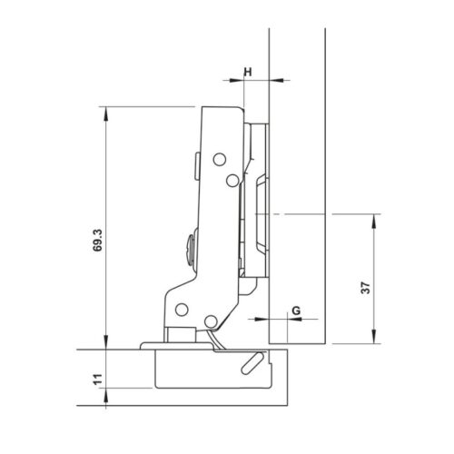Bản lề trùm ngoài Metalla SM 110° Giảm Chấn Hafele 315.07.114 4 kich thuoc ban le trum nua metalla sm 110 giam chan hafele 315 07 114