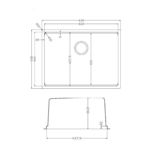 Chậu rửa bát Konox TARI 6448SM 2 Kích thước chậu rửa bát Konox TARI 6448SM