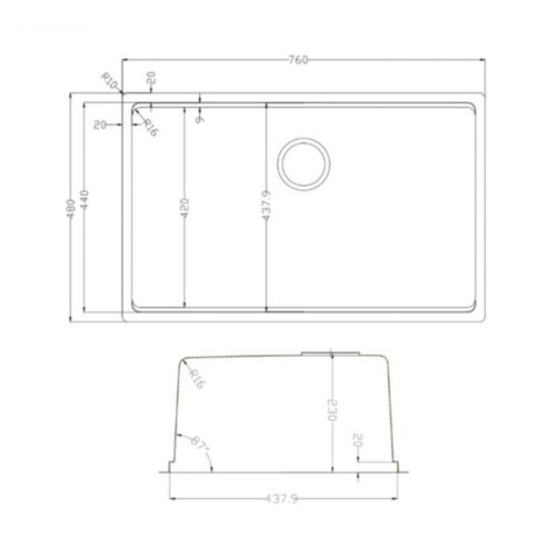 Chậu rửa bát Konox TARI 7648SM 3 Kích thước chậu rửa bát Konox TARI 7648SM