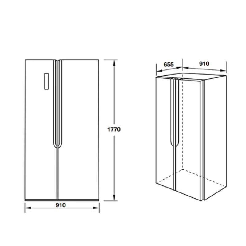Kích thước tủ lạnh side by side Hafele HF-SB5321FB 534.14.021 Kích thước tủ lạnh side by side Hafele HF-SB5321FB 534.14.021