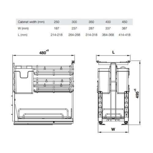 Giá dao thớt Inox 304 Hafele Omero 547.11.005 400mm 4 kich thuoc gia dao thot inox 304 hafele omero 547 11 005 400mm