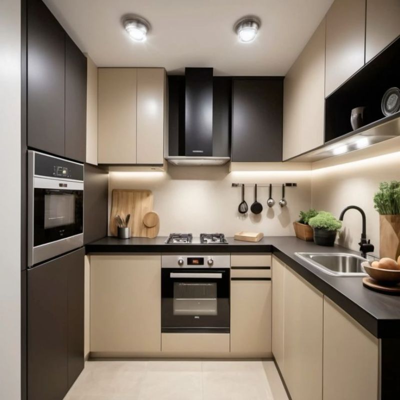 20+ mẫu tủ bếp chữ U thịnh hành nhất 2025 - Kích thước chuẩn, cách bố trí đẹp 18 Diện tích bếp nên chọn tủ bếp inox màu sáng để tạo cảm giác rộng rãi hơn