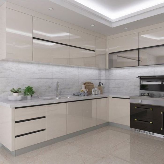 Phân loại tủ bếp treo tường: Kích thước chuẩn, chất liệu bền 11 Thiết kế tủ bếp treo nhôm kính kịch trần, tiết kiệm nhưng vẫn đảm bảo tính thẩm mỹ cho gia chủ