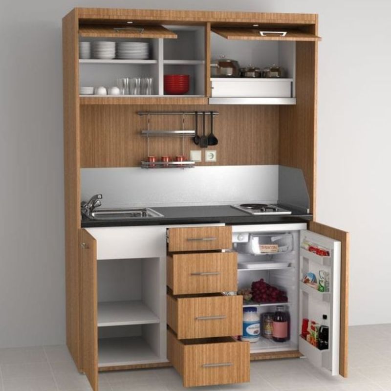 Tủ bếp rời - Top 10 mẫu được yêu thích, thịnh hành nhất 2025 7 Tủ bếp di động gỗ công nghiệp với nhiều ngăn lưu trữ đồ mà vẫn đảm bảo tối ưu diện tích