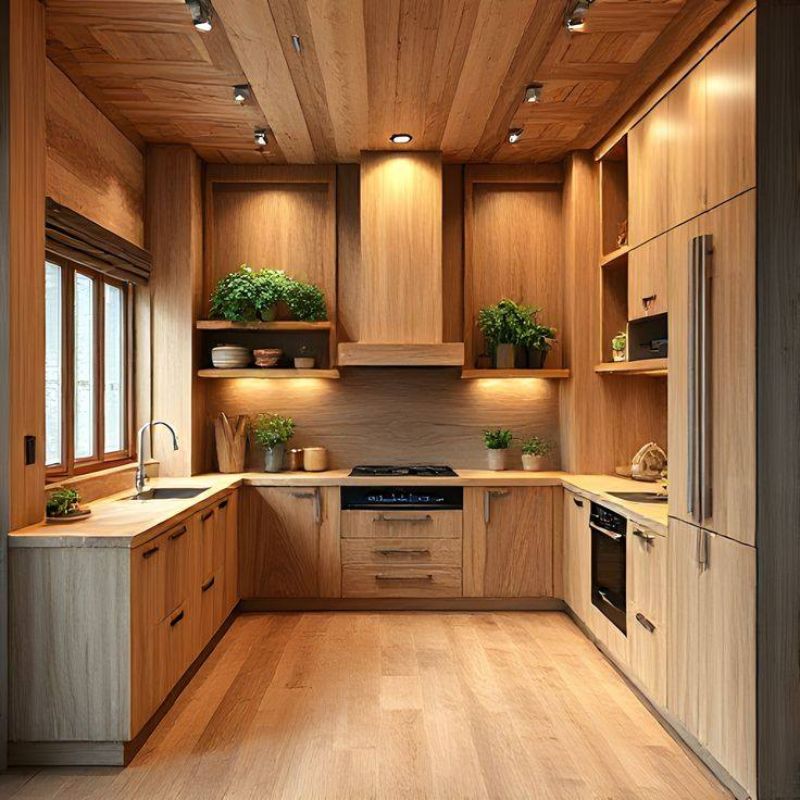 20+ mẫu tủ bếp chữ U thịnh hành nhất 2025 - Kích thước chuẩn, cách bố trí đẹp 15 Tủ bếp được thiết kế bằng gỗ tự nhiên 100% cho nhà vườn vùng ngoại thành