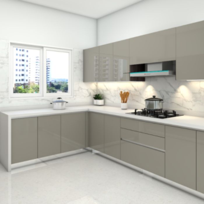Phân loại tủ bếp treo tường: Kích thước chuẩn, chất liệu bền 12 Tủ bếp gỗ nhựa Picomat với thiết kế cánh phẳng không tay nắm hiện đại cho căn hộ chung cư