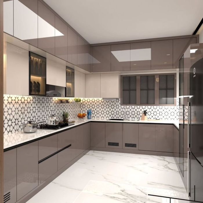 Phân loại tủ bếp treo tường: Kích thước chuẩn, chất liệu bền 5 Tủ bếp treo với cánh phẳng không tay nắm