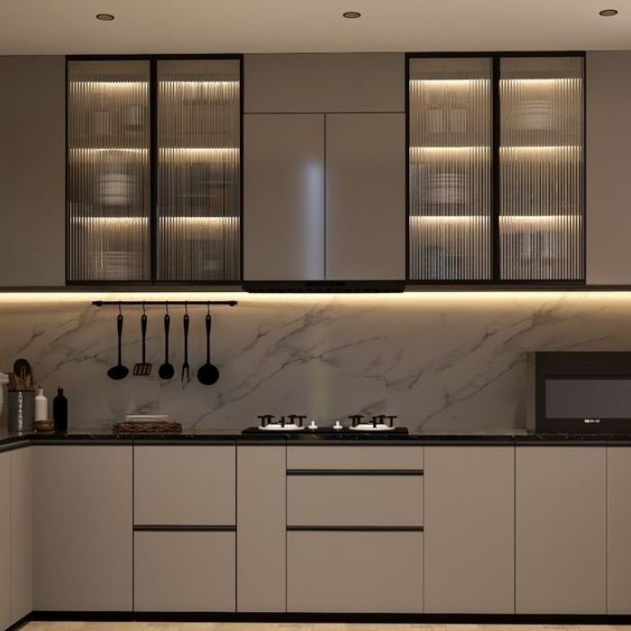Tủ bếp thông minh: Top mẫu thiết kế HOT – Báo giá tốt 2025 3 Ví dụ, Tủ bếp Acrylic bóng gương
