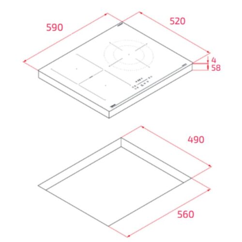 Bếp từ 3 vùng nấu Teka IBC 63110 SCG BK 112520054 3 kich thuoc bep tu 3 vung nau teka ibc 63110 scg bk 112520054